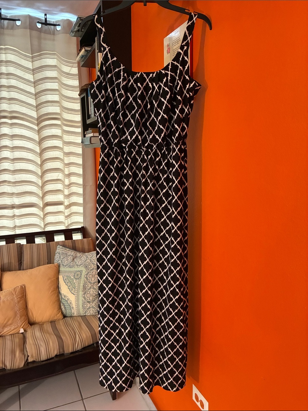 Robbie Bee Black and White Lattice Sleeveless Maxi Dress